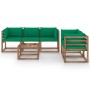 Juego de muebles de jardín 6 piezas con cojines verdes de vidaXL, Conjuntos de jardín - Ref: Foro24-3067409, Precio: 340,32 €...