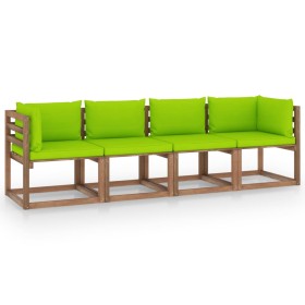 4-seater pallet sofa with impregnated pine wood cushions by vidaXL, Garden sets - Ref: Foro24-3067343, Price: 224,99 €, Disco...