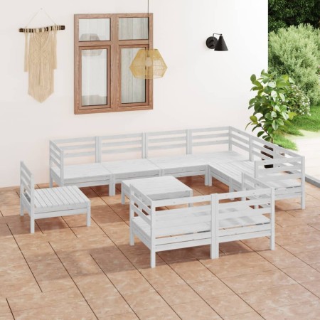 Gartenmöbel-Set 10-teilig aus massivem weißem Kiefernholz von vidaXL, Gartensets - Ref: Foro24-3083080, Preis: 447,20 €, Raba...