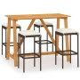 5-teiliges Garten-Bar-Set und braune Kissen aus synthetischem Rattan von vidaXL, Gartensets - Ref: Foro24-3067962, Preis: 283...