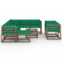 Juego de muebles de jardín 10 piezas con cojines verde de vidaXL, Conjuntos de jardín - Ref: Foro24-3067565, Precio: 573,99 €...