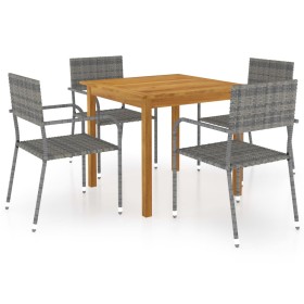 Juego de comedor para jardín de 5 piezas gris de vidaXL, Conjuntos de jardín - Ref: Foro24-3067737, Precio: 239,99 €, Descuen...