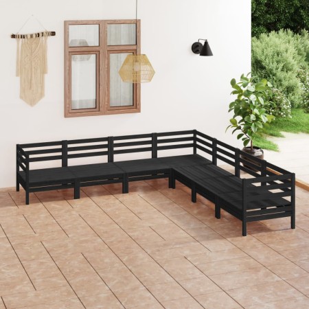 Juego de muebles de jardín 7 pzas madera maciza de pino negro de vidaXL, Conjuntos de jardín - Ref: Foro24-3083098, Precio: 3...