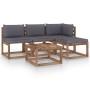 5-piece pallet garden set with impregnated pine wood cushions by vidaXL, Garden sets - Ref: Foro24-3067344, Price: 284,99 €, ...