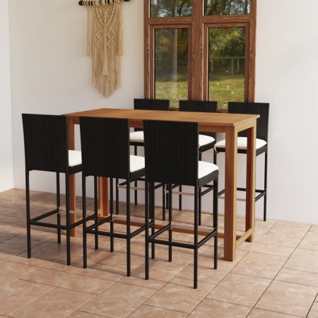 7-piece garden bar set with black cushions by vidaXL, Garden sets - Ref: Foro24-3068006, Price: 632,29 €, Discount: %