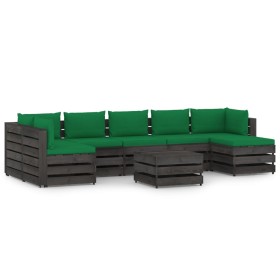 8-piece garden furniture with gray impregnated wood cushions by vidaXL, Garden sets - Ref: Foro24-3068365, Price: 684,84 €, D...