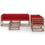 Garden furniture set 6 pieces with red cushions by vidaXL, Garden sets - Ref: Foro24-3067410, Price: 345,00 €, Discount: %