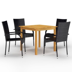 Juego de comedor para jardín 5 piezas negro de vidaXL, Conjuntos de jardín - Ref: Foro24-3067693, Precio: 320,78 €, Descuento: %