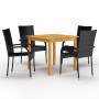 Juego de comedor para jardín 5 piezas negro de vidaXL, Conjuntos de jardín - Ref: Foro24-3067693, Precio: 321,26 €, Descuento: %