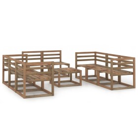 Garden furniture 9 pieces brown impregnated pine wood cushions by vidaXL, Garden sets - Ref: Foro24-3067618, Price: 314,99 €,...