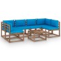 Garden furniture made of 7 pallet pieces with cushions, impregnated wood. by vidaXL, Garden sets - Ref: Foro24-3067480, Price...