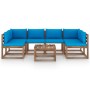 Garden furniture made of 7 pallet pieces with cushions, impregnated wood. by vidaXL, Garden sets - Ref: Foro24-3067480, Price...