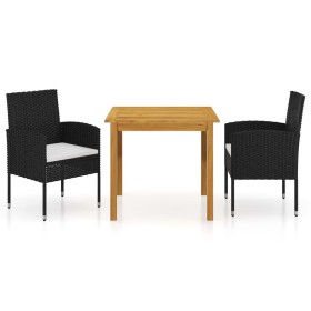 Juego de comedor para jardín 3 piezas negro de vidaXL, Conjuntos de jardín - Ref: Foro24-3067738, Precio: 204,99 €, Descuento: %