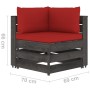 3-Sitzer-Palettensofa mit grau imprägnierten Kiefernholzkissen von vidaXL, Gartensets - Ref: Foro24-3068174, Preis: 332,25 €,...