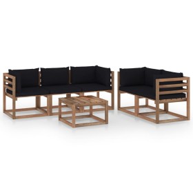 6-piece garden furniture set with black cushions by vidaXL, Garden sets - Ref: Foro24-3067411, Price: 347,99 €, Discount: %