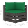 Ecksofa mit grau imprägnierten Holzkissen von vidaXL, Modulare Sofas für den Außenbereich - Ref: Foro24-3068113, Preis: 124,4...