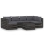 Garden furniture 7 pieces with gray impregnated wood cushions by vidaXL, Garden sets - Ref: Foro24-3068336, Price: 667,63 €, ...