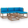 5-piece pallet garden set with impregnated pine wood cushions by vidaXL, Garden sets - Ref: Foro24-3067348, Price: 283,99 €, ...