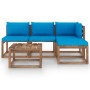 5-piece pallet garden set with impregnated pine wood cushions by vidaXL, Garden sets - Ref: Foro24-3067348, Price: 283,99 €, ...