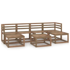 Garden furniture 7 pieces brown impregnated pine wood cushions by vidaXL, Garden sets - Ref: Foro24-3067612, Price: 256,80 €,...