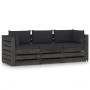 3-Sitzer-Palettensofa mit grau imprägnierten Kiefernholzkissen von vidaXL, Gartensets - Ref: Foro24-3068175, Preis: 347,17 €,...