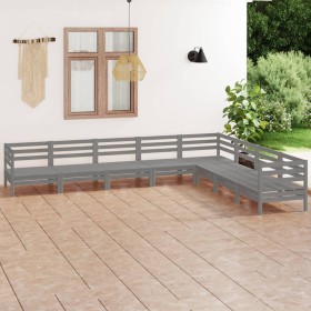 8-teiliges Gartenmöbel-Set Kiefernholz massiv grau von vidaXL, Gartensets - Ref: Foro24-3083106, Preis: 401,44 €, Rabatt: %