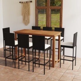 9-teiliges Gartenbar-Set mit schwarzen Kissen von vidaXL, Gartensets - Ref: Foro24-3068008, Preis: 691,99 €, Rabatt: %