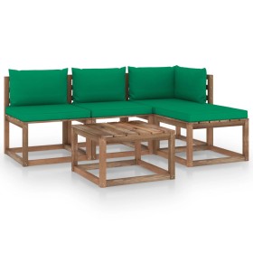 5-piece pallet garden set with impregnated pine wood cushions by vidaXL, Garden sets - Ref: Foro24-3067349, Price: 271,48 €, ...