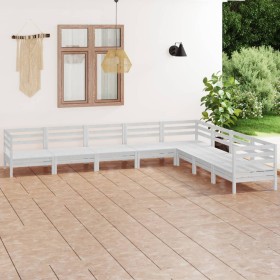 Gartenmöbel-Set 8-teilig aus massivem weißem Kiefernholz von vidaXL, Gartensets - Ref: Foro24-3083105, Preis: 377,99 €, Rabat...