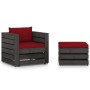 2-piece garden furniture with gray impregnated wood cushions by vidaXL, Garden sets - Ref: Foro24-3068153, Price: 181,99 €, D...