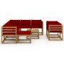 Garden furniture set 10 pieces with red wine red cushions by vidaXL, Garden sets - Ref: Foro24-3067569, Price: 591,99 €, Disc...