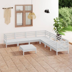 Gartenmöbel-Set 8-teilig aus massivem weißem Kiefernholz von vidaXL, Gartensets - Ref: Foro24-3083100, Preis: 389,99 €, Rabat...