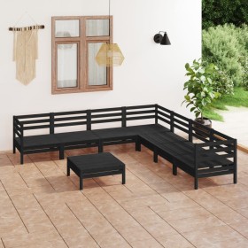 Gartenmöbel-Set 8-teilig aus massivem schwarzem Kiefernholz von vidaXL, Gartensets - Ref: Foro24-3083103, Preis: 373,99 €, Ra...