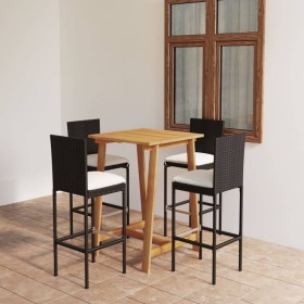 5-piece garden bar set with black cushions by vidaXL, Garden sets - Ref: Foro24-3067944, Price: 346,99 €, Discount: %