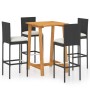 5-piece garden bar set with black cushions by vidaXL, Garden sets - Ref: Foro24-3067944, Price: 376,00 €, Discount: %