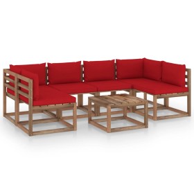 Garden furniture made of 7 pallet pieces with cushions, impregnated wood. by vidaXL, Garden sets - Ref: Foro24-3067482, Price...