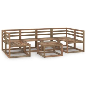 Garden furniture 7 pieces brown impregnated pine wood cushions by vidaXL, Garden sets - Ref: Foro24-3067613, Price: 262,84 €,...