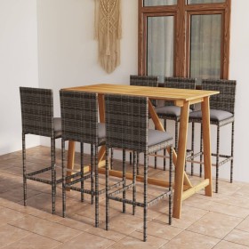 7-piece garden bar set with gray cushions by vidaXL, Garden sets - Ref: Foro24-3067961, Price: 530,33 €, Discount: %