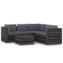 Muebles de jardín 6 piezas con cojines madera impregnada gris de vidaXL, Conjuntos de jardín - Ref: Foro24-3068300, Precio: 6...