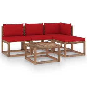 5-piece pallet garden set with impregnated pine wood cushions by vidaXL, Garden sets - Ref: Foro24-3067350, Price: 283,85 €, ...