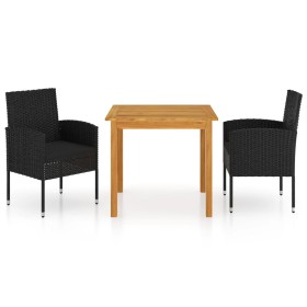 Juego de comedor para jardín 3 piezas negro de vidaXL, Conjuntos de jardín - Ref: Foro24-3067740, Precio: 233,99 €, Descuento: %