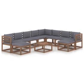 Muebles de jardín 11 piezas con cojines gris antracita de vidaXL, Conjuntos de jardín - Ref: Foro24-3067572, Precio: 723,99 €...