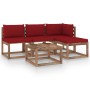 5-piece pallet garden set with impregnated pine wood cushions by vidaXL, Garden sets - Ref: Foro24-3067353, Price: 259,71 €, ...