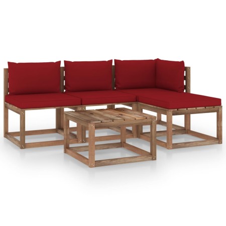 5-piece pallet garden set with impregnated pine wood cushions by vidaXL, Garden sets - Ref: Foro24-3067353, Price: 259,99 €, ...