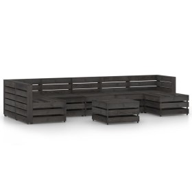 Set de muebles de jardín 8 pzas madera de pino impregnada gris de vidaXL, Conjuntos de jardín - Ref: Foro24-3068082, Precio: ...