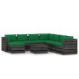 Garden furniture 9 pieces with gray impregnated wood cushions by vidaXL, Garden sets - Ref: Foro24-3068401, Price: 784,15 €, ...