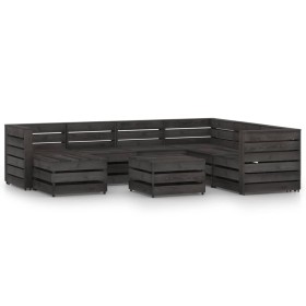 Set de muebles de jardín 8 pzas madera de pino impregnada gris de vidaXL, Conjuntos de jardín - Ref: Foro24-3068086, Precio: ...