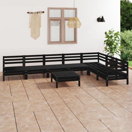 Garden furniture set 8 pieces solid black pine wood by vidaXL, Garden sets - Ref: Foro24-3083023, Price: 409,68 €, Discount: %