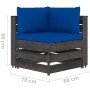 Ecksofa mit grau imprägnierten Holzkissen von vidaXL, Modulare Sofas für den Außenbereich - Ref: Foro24-3068118, Preis: 127,9...