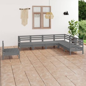 7-teiliges Gartenmöbel-Set Kiefernholz massiv grau von vidaXL, Gartensets - Ref: Foro24-3083036, Preis: 372,26 €, Rabatt: %